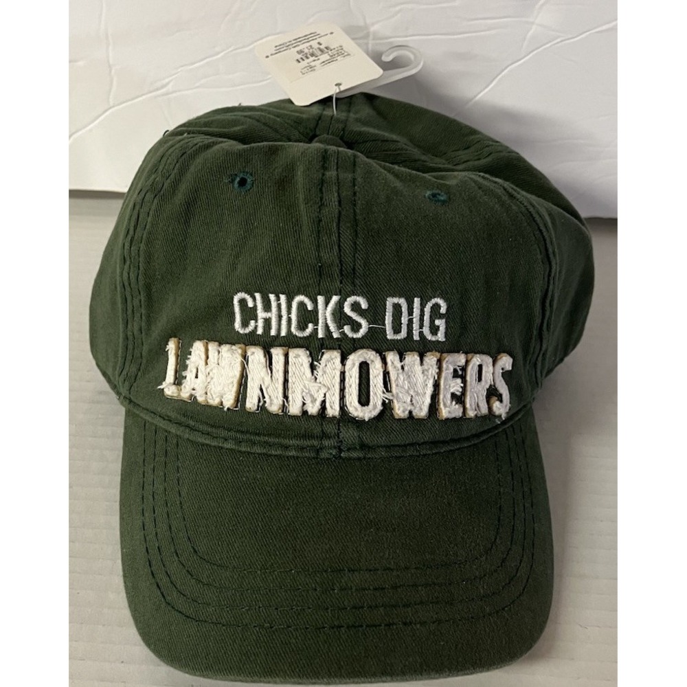 Man Made Pavilion Hat Mens OSFA Green Chicks Dig Lawnmowers Funny Baseball Cap